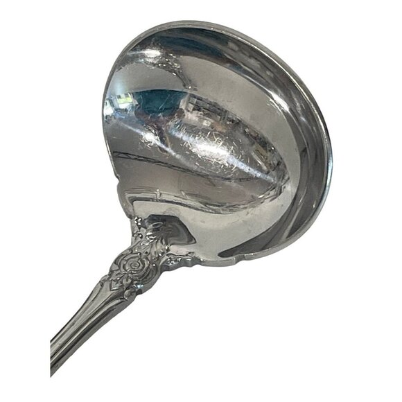 Vintage Regent Stainless Steel Gravy Soup Ladle With Ornate Floral Handle Design - Picture 3 of 6